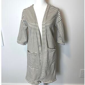 Agnes & Dora Short Sleeve Striped Open Front Cardigan
